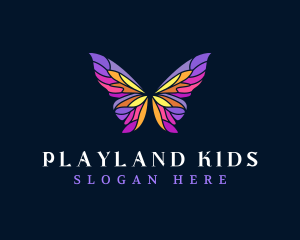 Butterfly Stained Glass Wing logo design