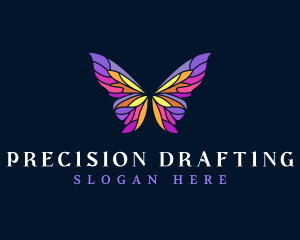 Butterfly Stained Glass Wing logo design