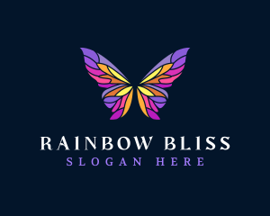 Butterfly Stained Glass Wing logo design