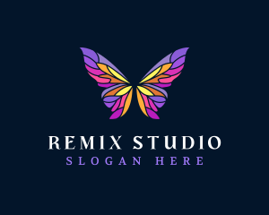 Butterfly Stained Glass Wing logo design