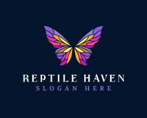 Butterfly Stained Glass Wing logo design