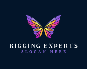 Butterfly Stained Glass Wing logo design