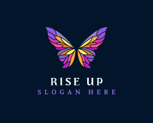 Butterfly Stained Glass Wing logo design