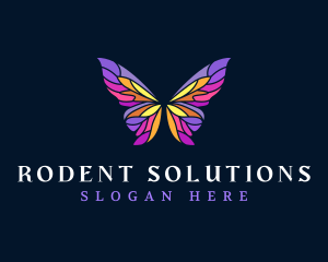 Butterfly Stained Glass Wing logo design