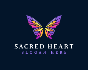 Butterfly Stained Glass Wing logo design