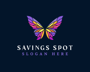 Butterfly Stained Glass Wing logo design