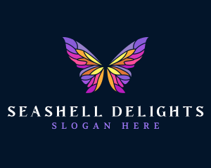 Butterfly Stained Glass Wing logo design