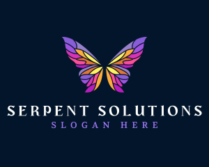 Butterfly Stained Glass Wing logo design