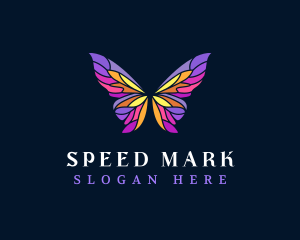 Butterfly Stained Glass Wing logo design