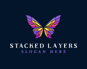 Butterfly Stained Glass Wing logo design