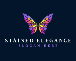 Butterfly Stained Glass Wing logo design