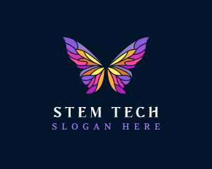 Butterfly Stained Glass Wing logo design