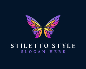 Butterfly Stained Glass Wing logo design