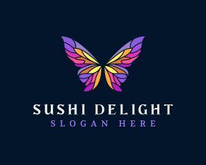 Butterfly Stained Glass Wing logo design