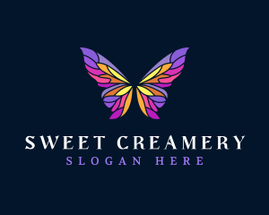 Butterfly Stained Glass Wing logo design