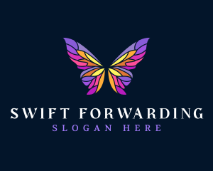 Butterfly Stained Glass Wing logo design