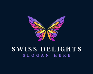 Butterfly Stained Glass Wing logo design