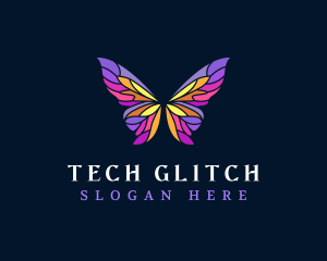 Butterfly Stained Glass Wing logo design