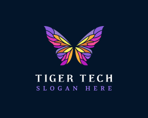 Butterfly Stained Glass Wing logo design