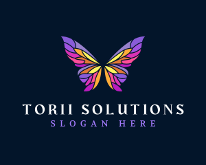 Butterfly Stained Glass Wing logo design