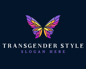 Butterfly Stained Glass Wing logo design