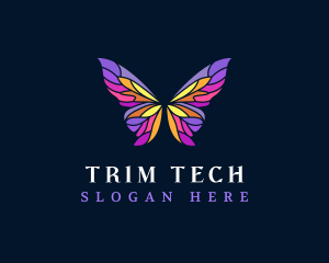 Butterfly Stained Glass Wing logo design