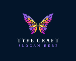 Butterfly Stained Glass Wing logo design