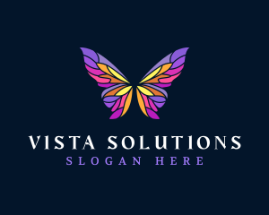 Butterfly Stained Glass Wing logo design