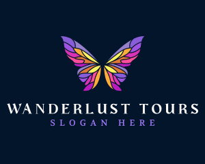 Butterfly Stained Glass Wing logo design