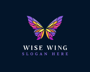 Butterfly Stained Glass Wing logo design