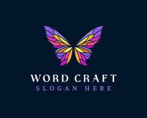 Butterfly Stained Glass Wing logo design