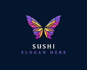 Butterfly Stained Glass Wing logo design