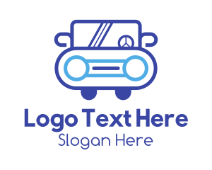 Driving School - Blue Car Outline logo design