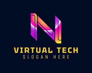 Online Gaming - Futuristic Cyber Letter N logo design