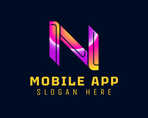 App - Futuristic Cyber Letter N logo design