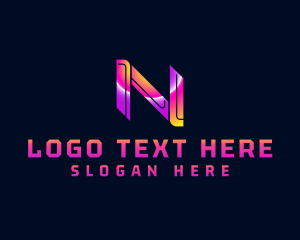 Futuristic Cyber Letter N logo design