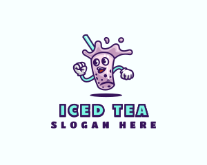 Taro Milk Tea Drink logo design