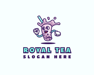 Taro Milk Tea Drink logo design