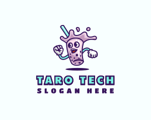 Taro Milk Tea Drink logo design