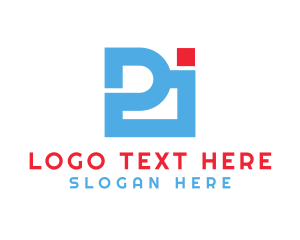 Letter Lp - Blue Box Type Letter PJ logo design