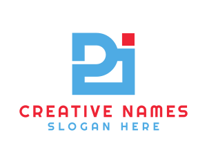 Name - Blue Box Type Letter PJ logo design