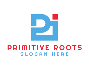 Primitive - Blue Box Type Letter PJ logo design