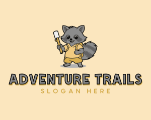 Raccoon Marshmallow Camper logo design