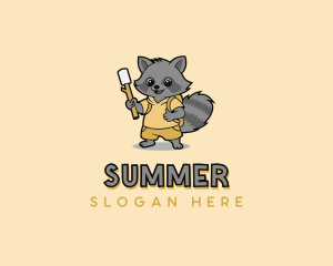 Raccoon Marshmallow Camper logo design