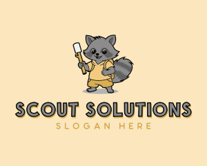 Raccoon Marshmallow Camper logo design