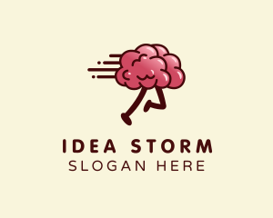 Running Brain Idea logo design