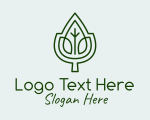 Line Art - Green Leaf Outline logo design