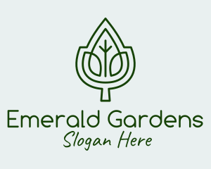 Green Leaf Outline logo design