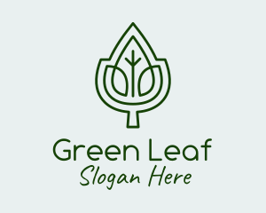 Green Leaf Outline logo design