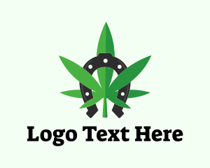 Horseshoe - Lucky Marijuana Weed Leaf logo design
